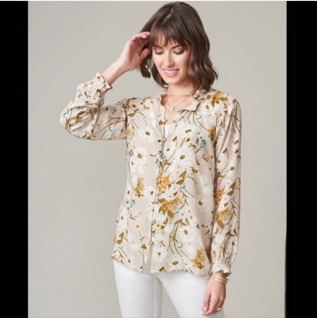 Spartina 449 Ivy Silk Blouse Babbie's Store Poppies Size Xs